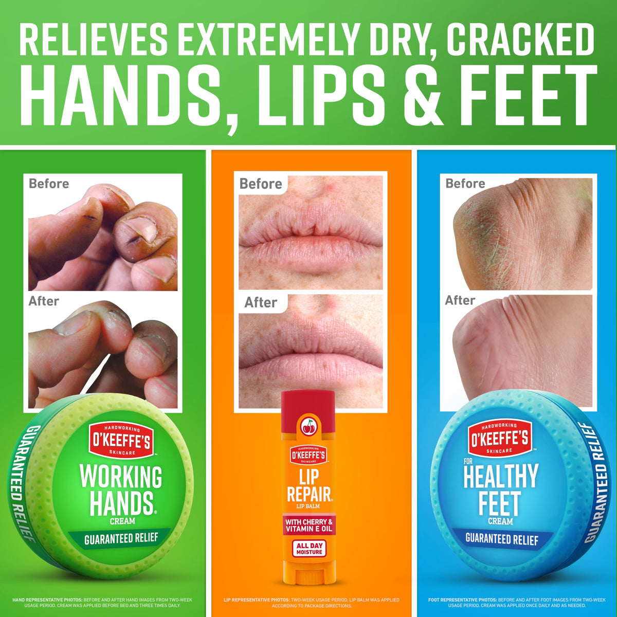 O'Keeffe's Healthy Feet jar top view highlighting product size and lid