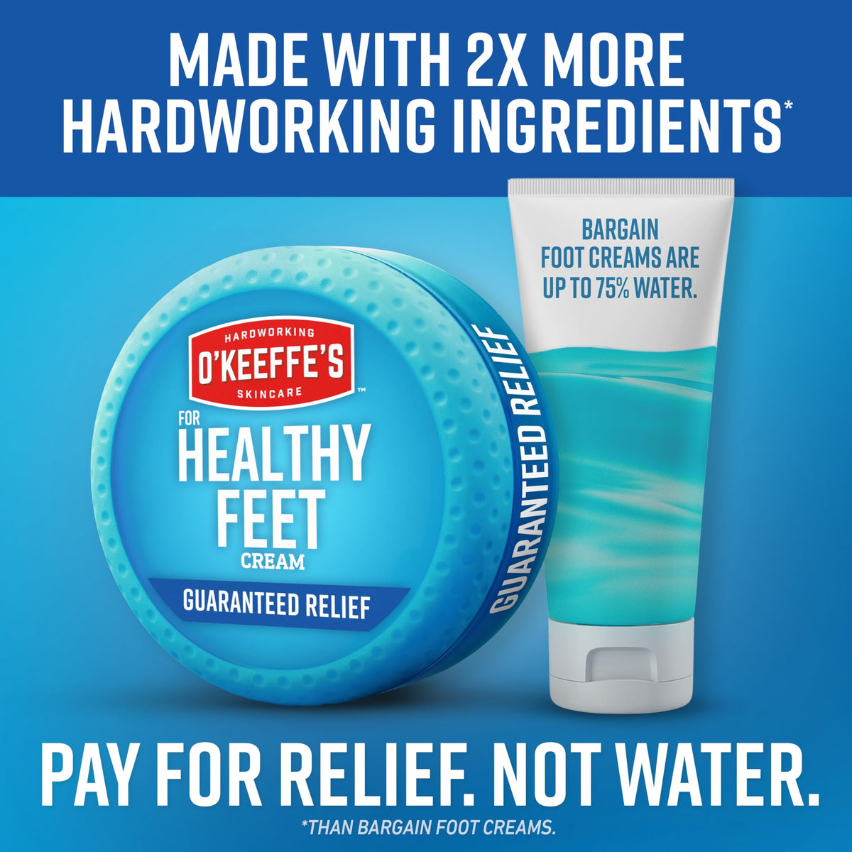 Close-up of O'Keeffe's label and ingredient list emphasizing glycerin-focused moisturizing benefit