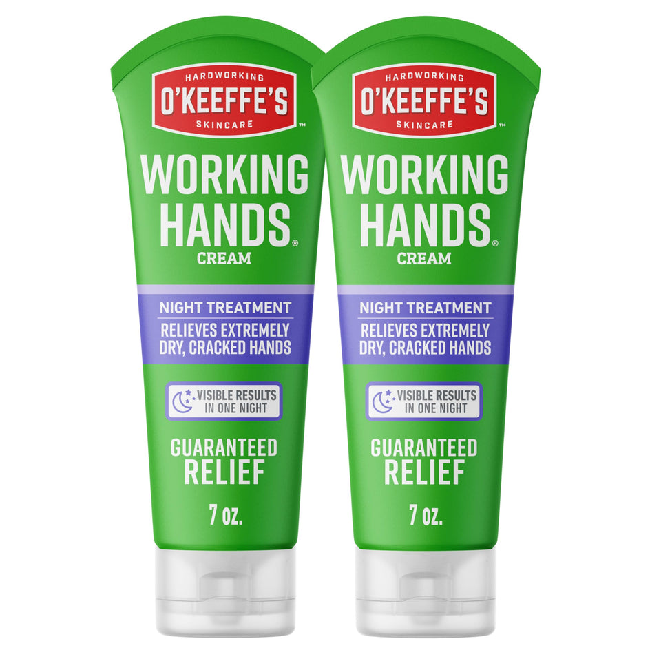 O'Keeffe's front tube showing product name and benefits for overnight repair