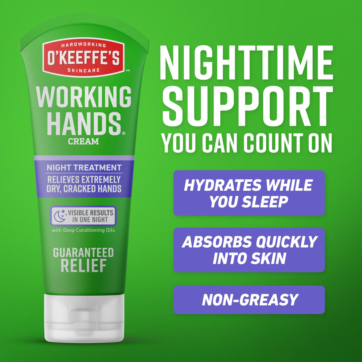 O'Keeffe's beside a hand for scale showing generous 7 oz tube supply