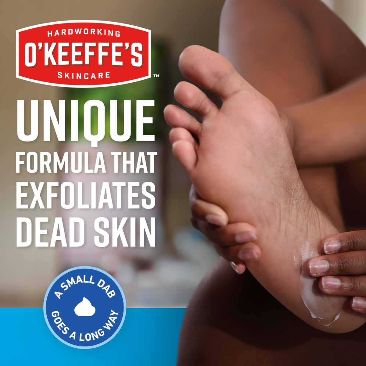 O'Keeffe's packaging back with directions and safety information visible