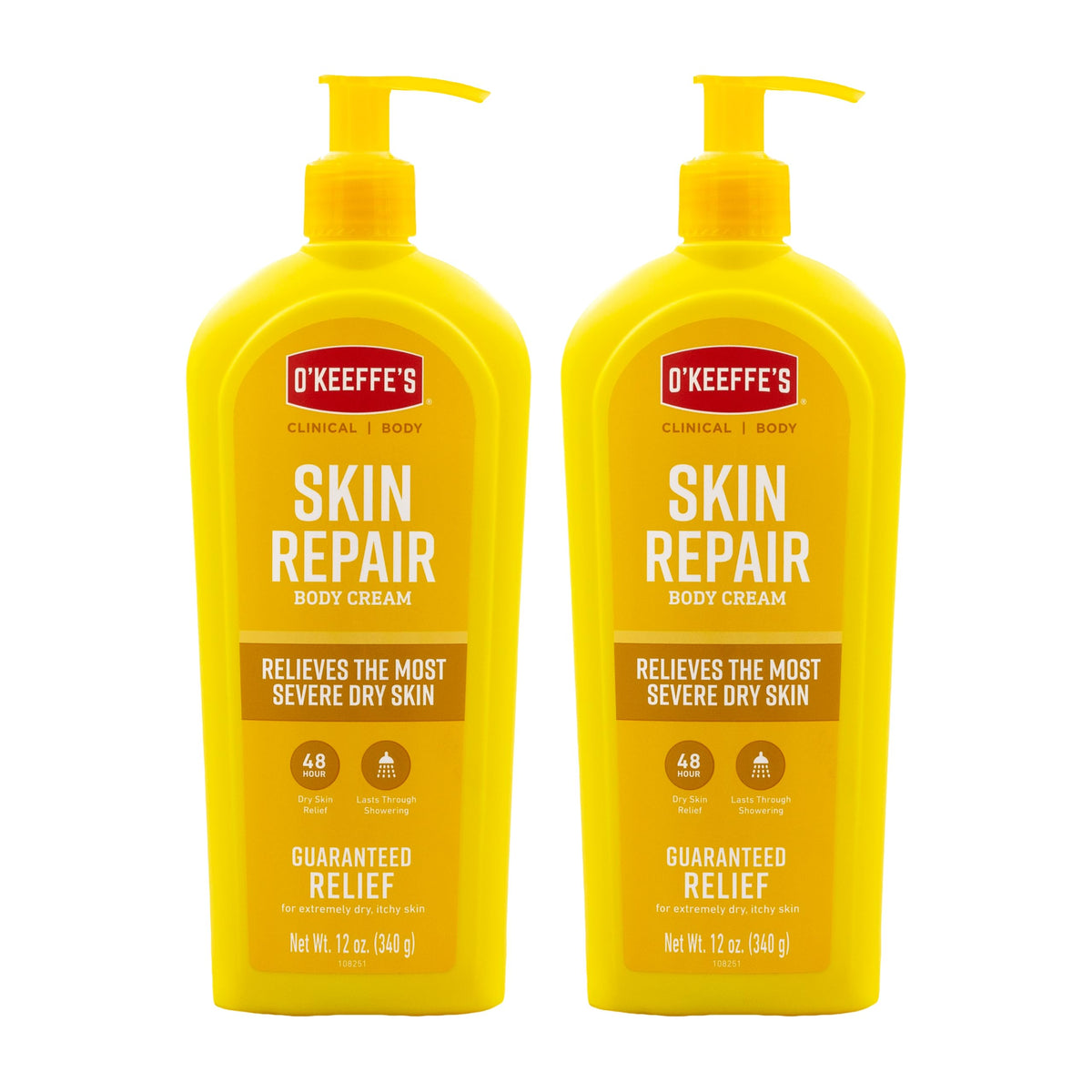 O'Keeffe's front packaging showing bottle and branding, highlights clear product identity