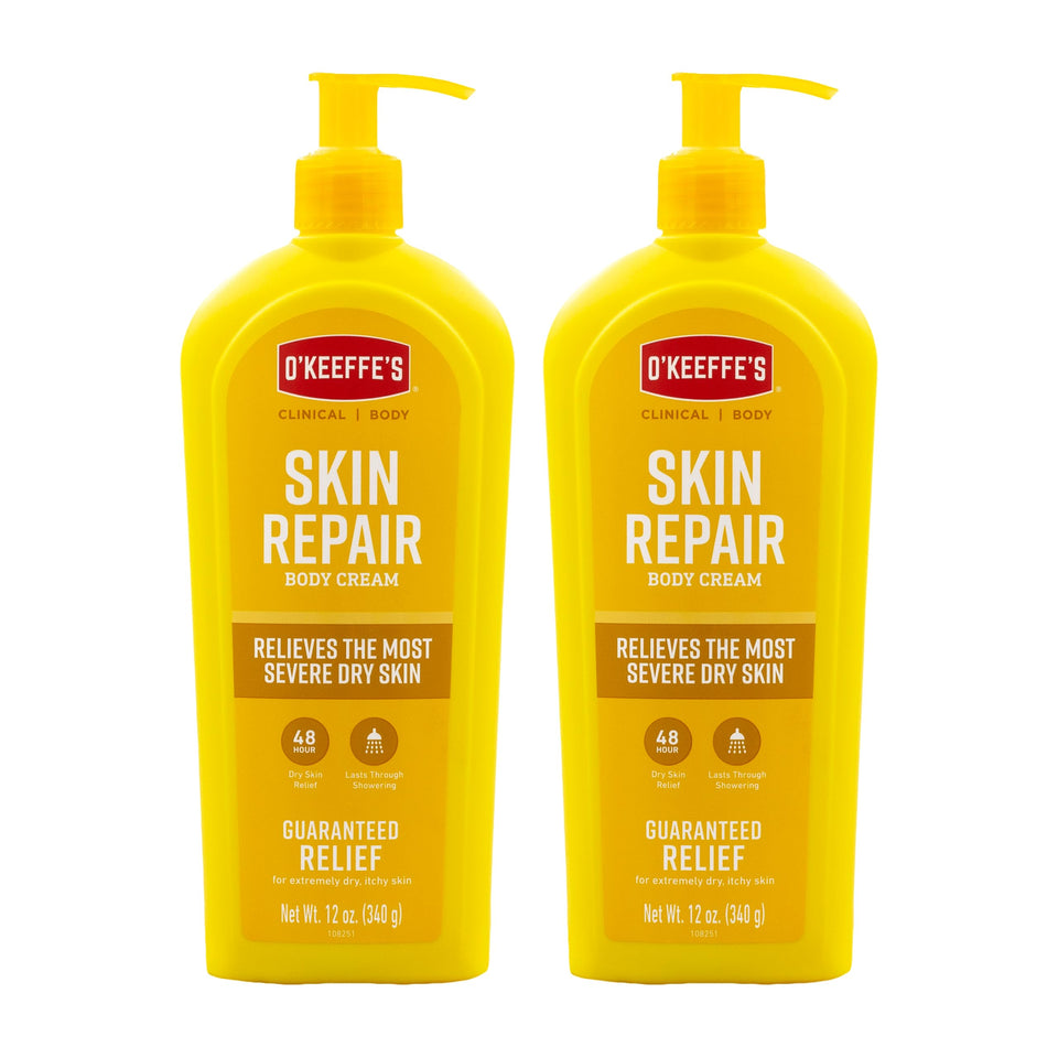 O'Keeffe's front packaging showing bottle and branding, highlights clear product identity