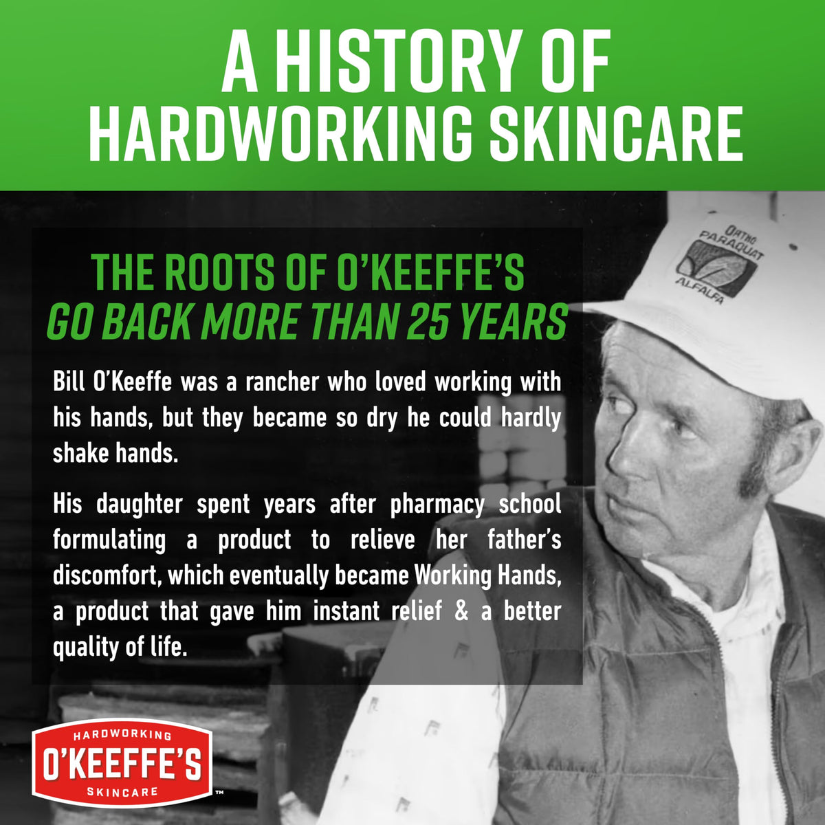 O'Keeffe's Working Hands cream applied to hand showing fast moisture boost