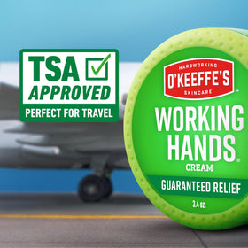 O'Keeffe's travel-size jars inside a bag for on-the-go relief and convenience