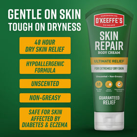 O'Keeffe's tube cap detail highlighting easy, controlled dispensing