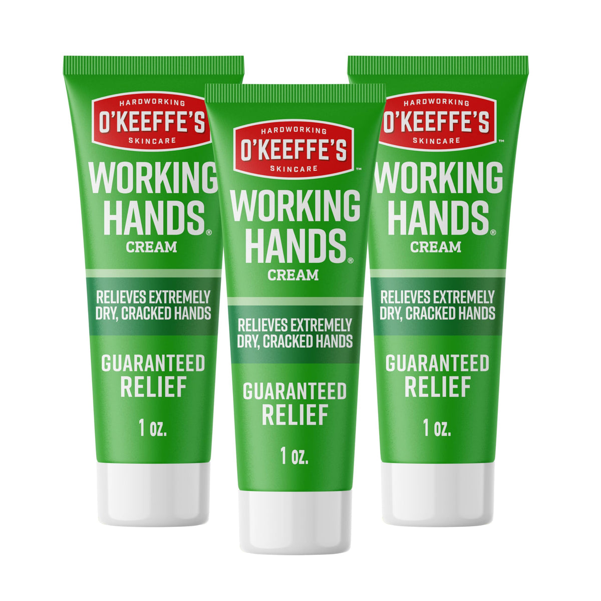 O'Keeffe's front tube showing brand and compact size for on-the-go relief