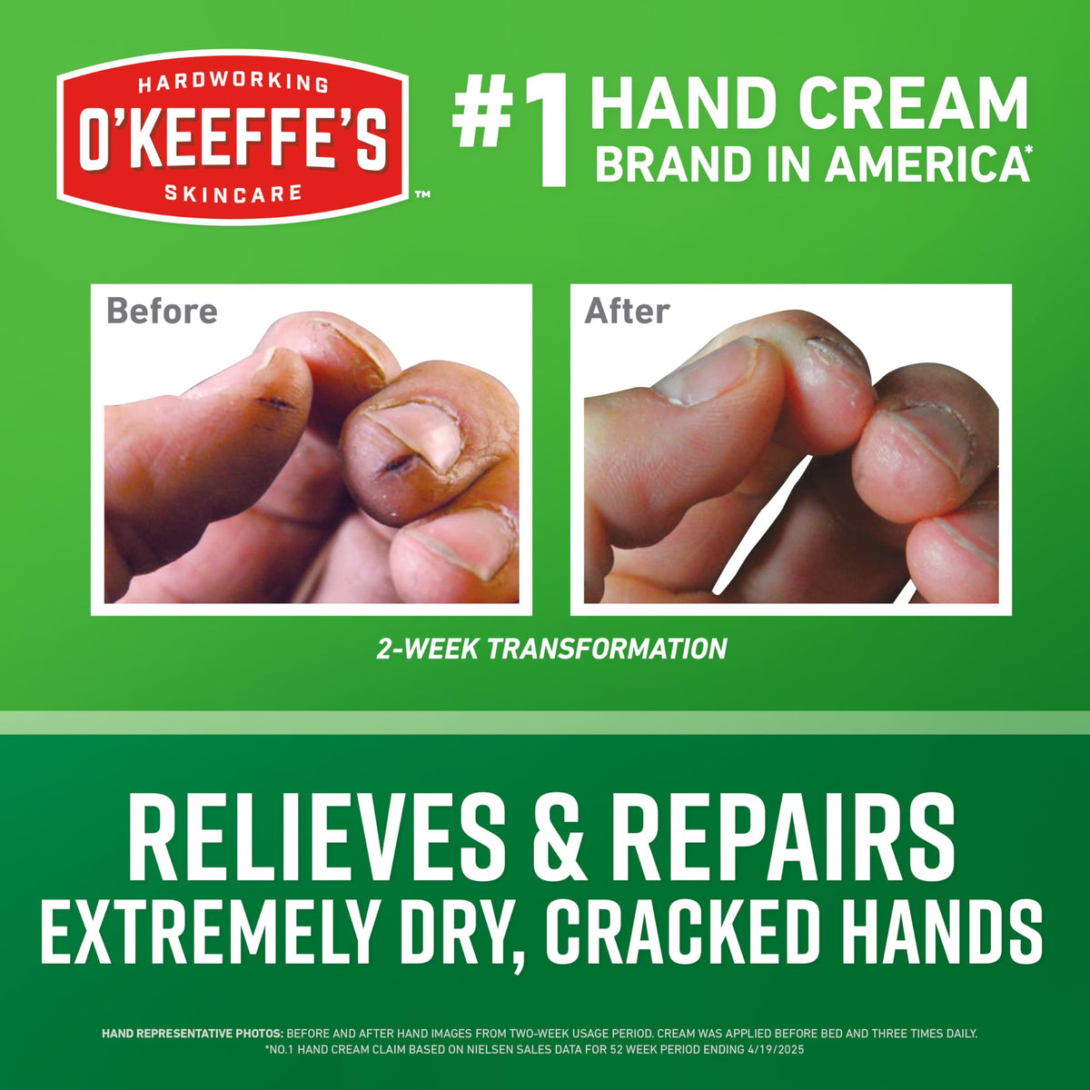 O'Keeffe's jar opened to show thick cream texture and easy scoopable consistency