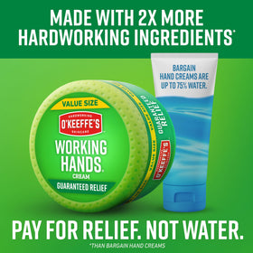 O'Keeffe's jar next to common household items showing 6.8 oz size advantage