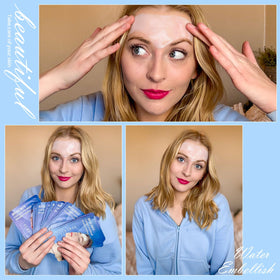 Okela patch applied to forehead demonstrating secure overnight wear and smoothing