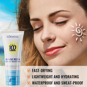 Okerker sunscreen applied to face demonstrating non-greasy finish