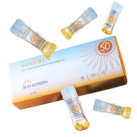 Okerker front packaging showing 30 mini sunscreen tubes and clear protection benefits