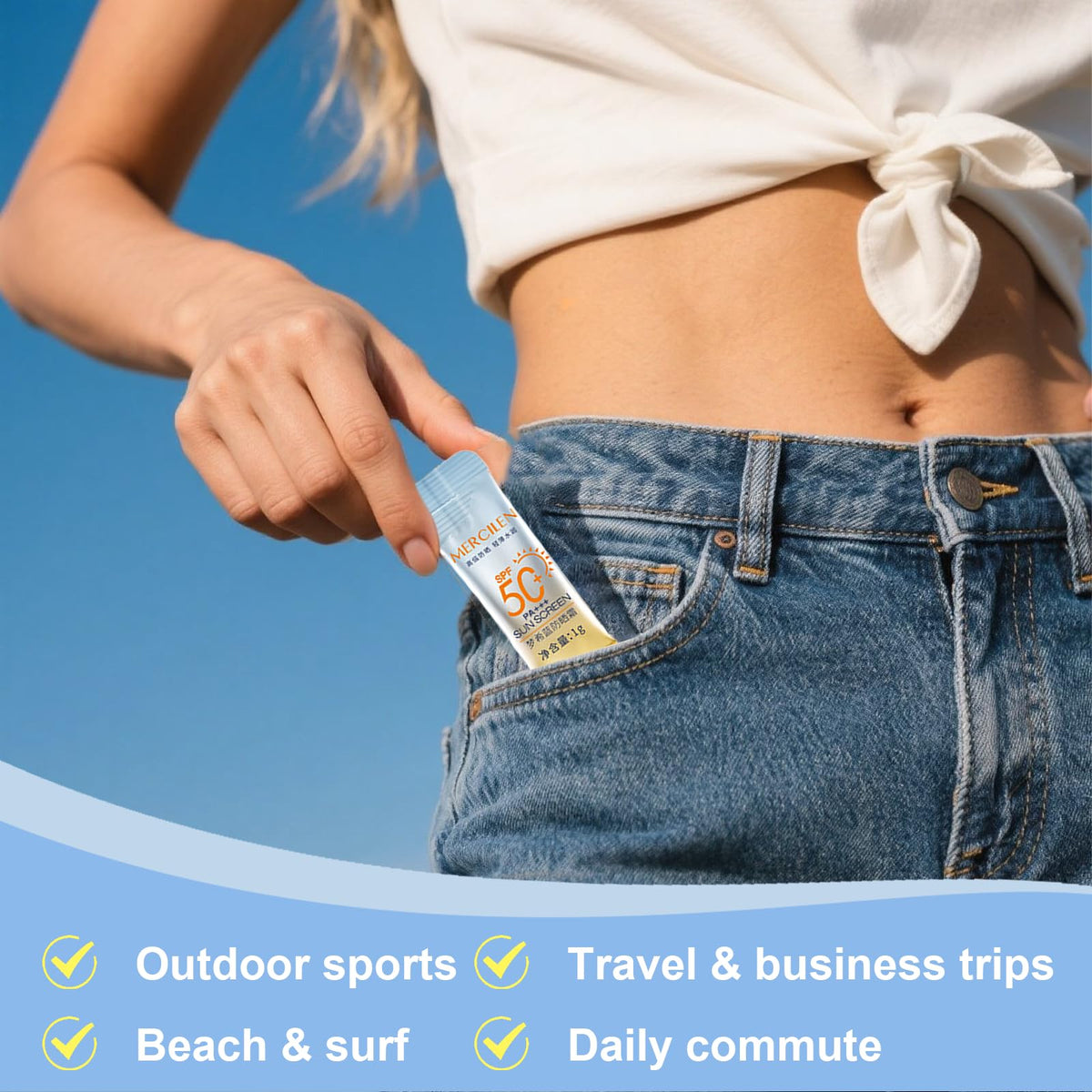 Okerker tubes arranged on beach towel conveying outdoor protection and convenience