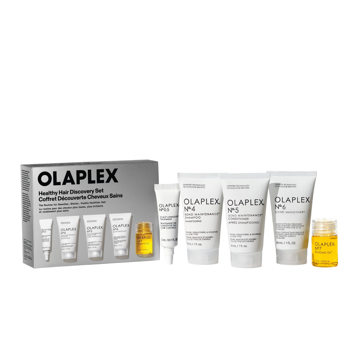 Olaplex front kit packaging showing full travel set and portable benefits