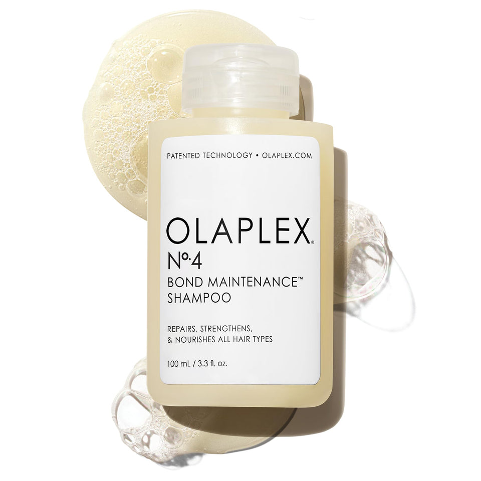 Olaplex front packaging showing bottle and label, clear brand benefit