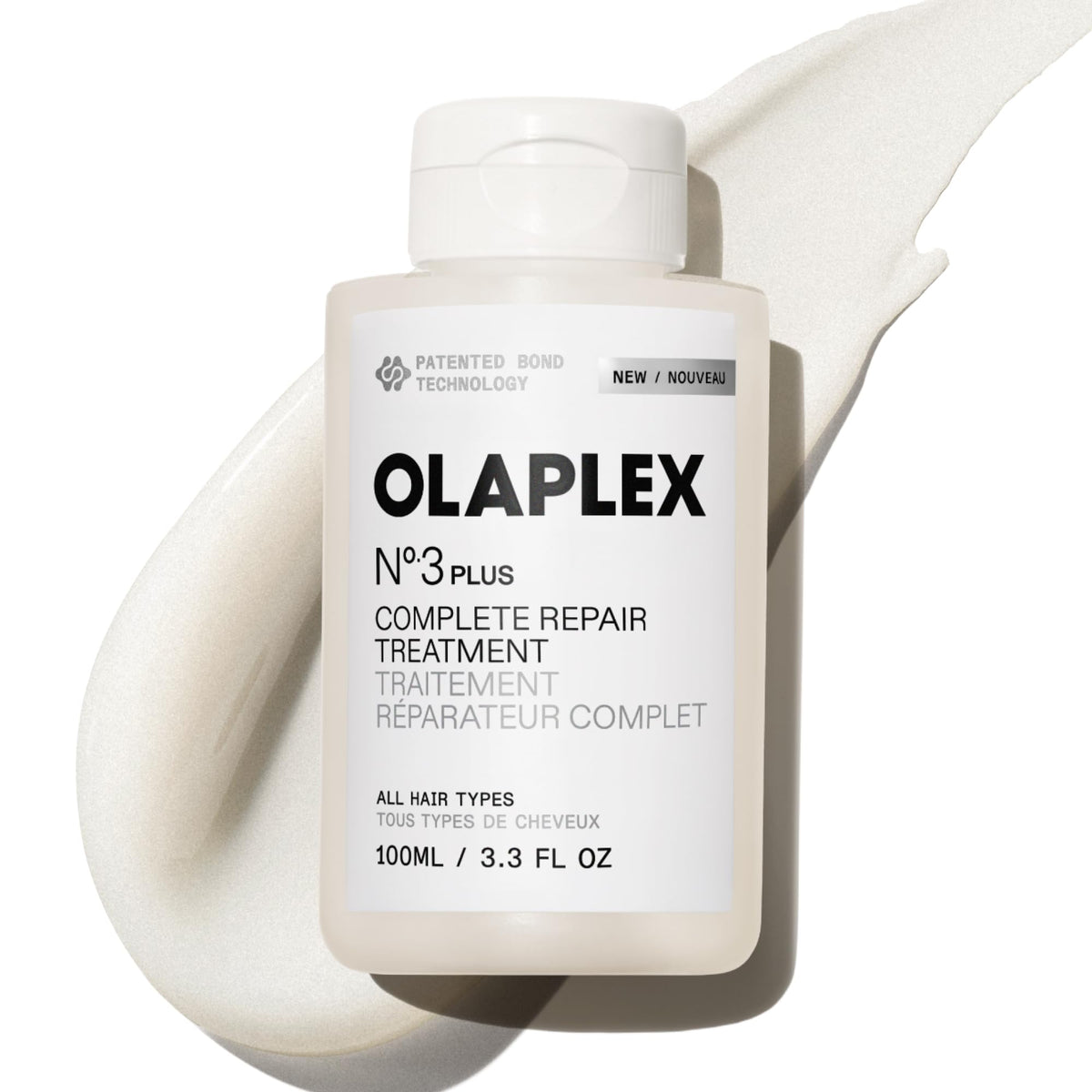 Olaplex N°.3PLUS front bottle showing product and label for brand clarity