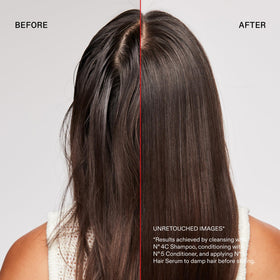 Hand dispensing Olaplex Nº.4C shampoo to show easy application benefit