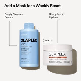 Olaplex Nº.4C next to common objects to show 8.5 fl oz scale