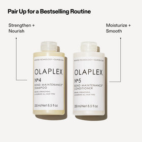 Olaplex Nº.5 bottle on bathroom shelf in lifestyle setting for daily routine