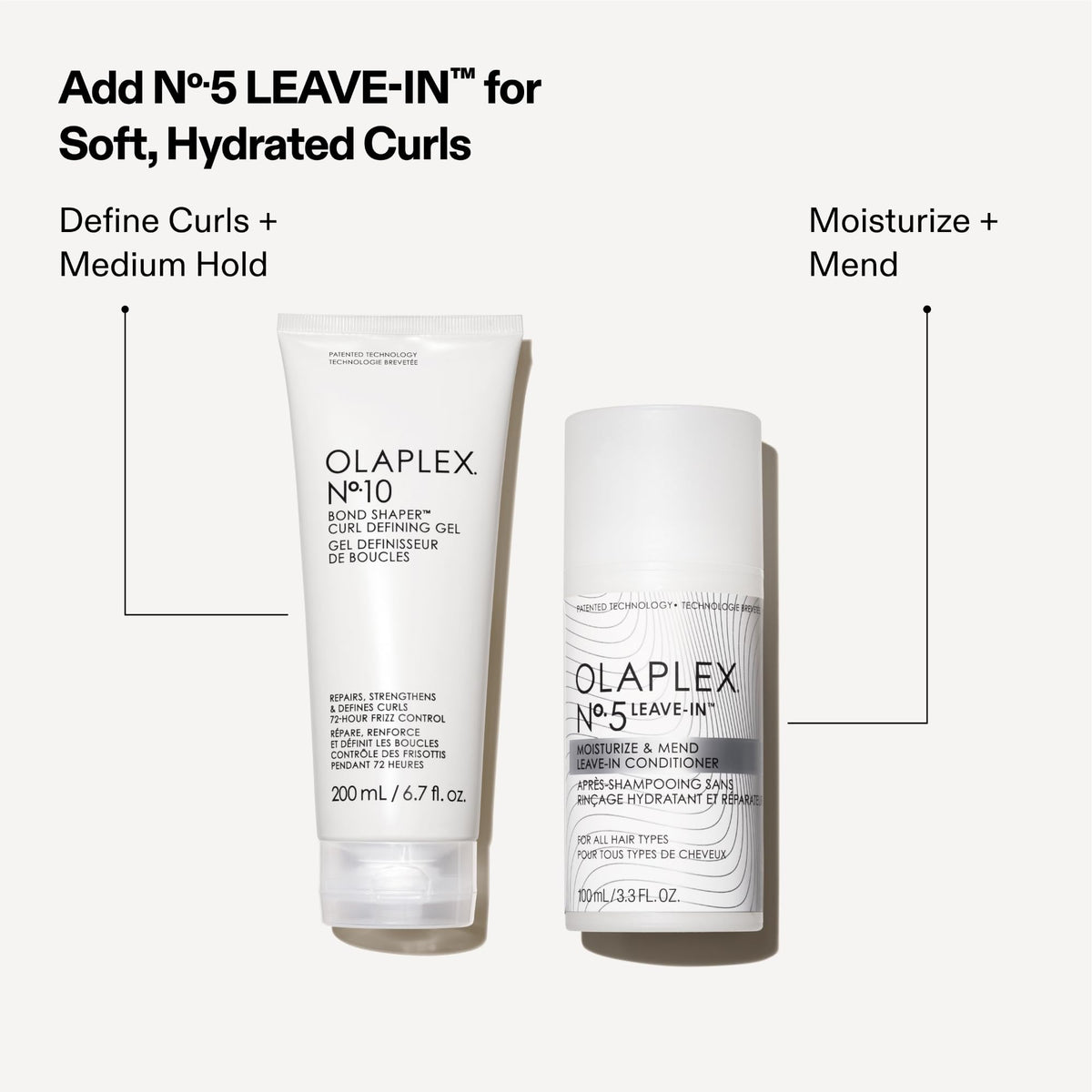Olaplex Nº.10 before and after curl comparison highlighting reduced frizz