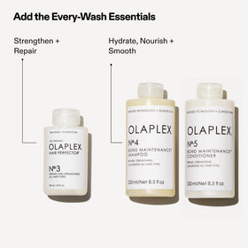 Olaplex No.3 flatlay with box and recyclable elements indicating responsible packaging