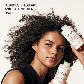 Olaplex ingredients label close-up, shows bond-building chemistry transparency