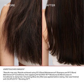 Olaplex Nº.5 next to ruler for scale to highlight the 100 mL travel-friendly size