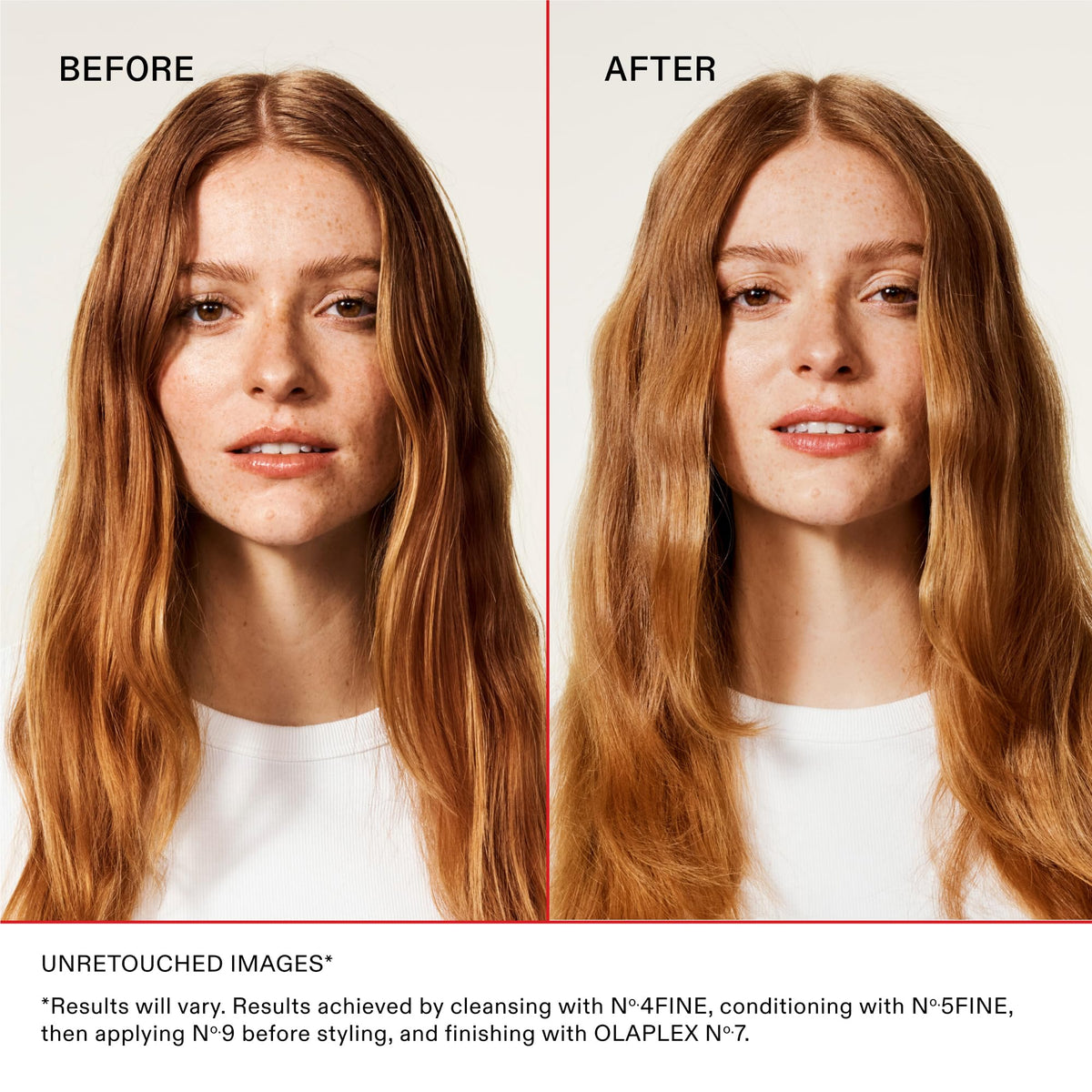 Applying Olaplex Nº.5FINE to mid-lengths to ends for detangling and targeted hydration