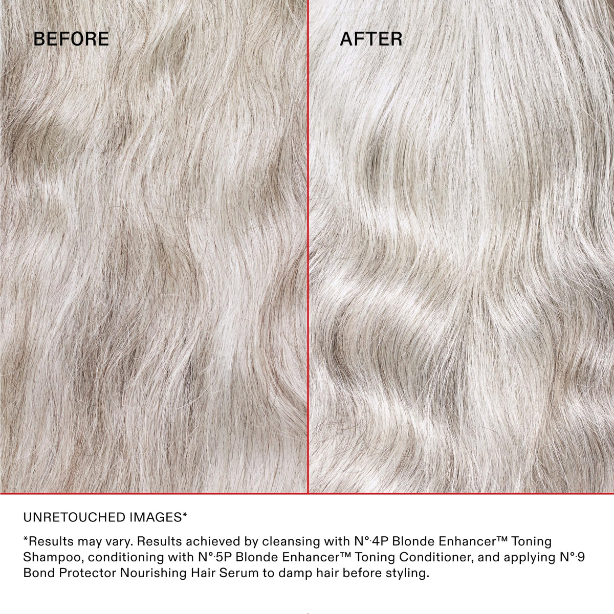 Olaplex Nº.5P bottle label detail showing ingredients and toning claims