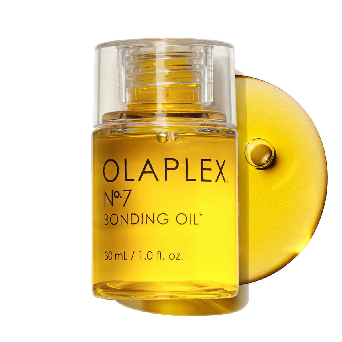Olaplex No.7 front bottle shot showing compact travel-size and glossy finish