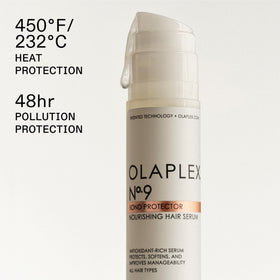 Olaplex Nº.9 pump and cap detail illustrating easy controlled dispensing