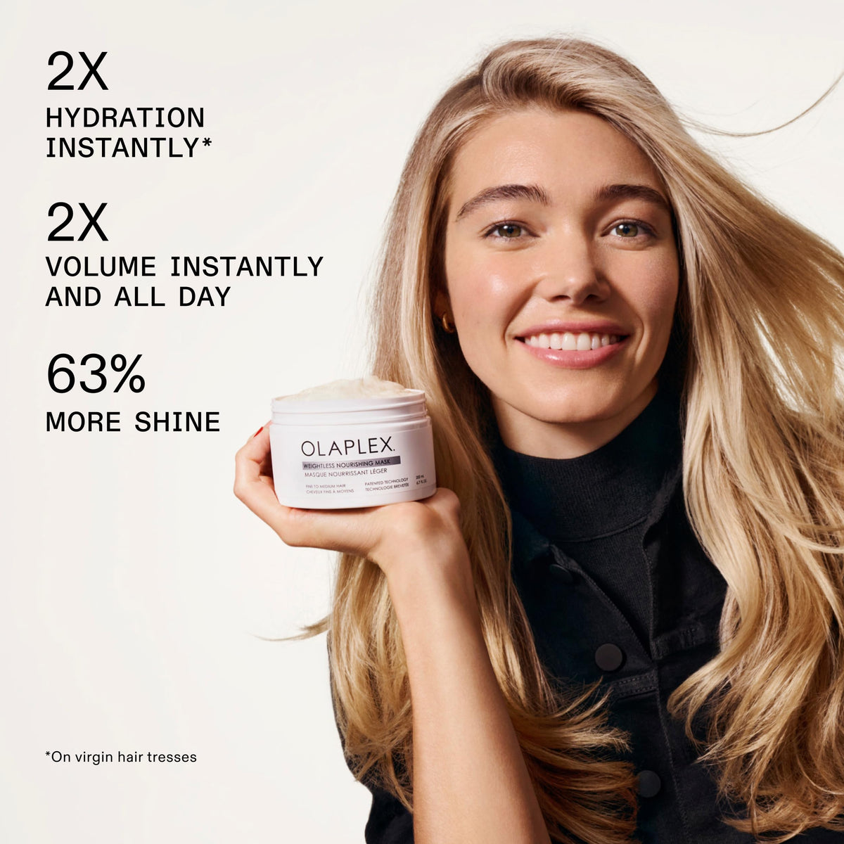 Olaplex creamy mask texture close-up highlighting lightweight hydration