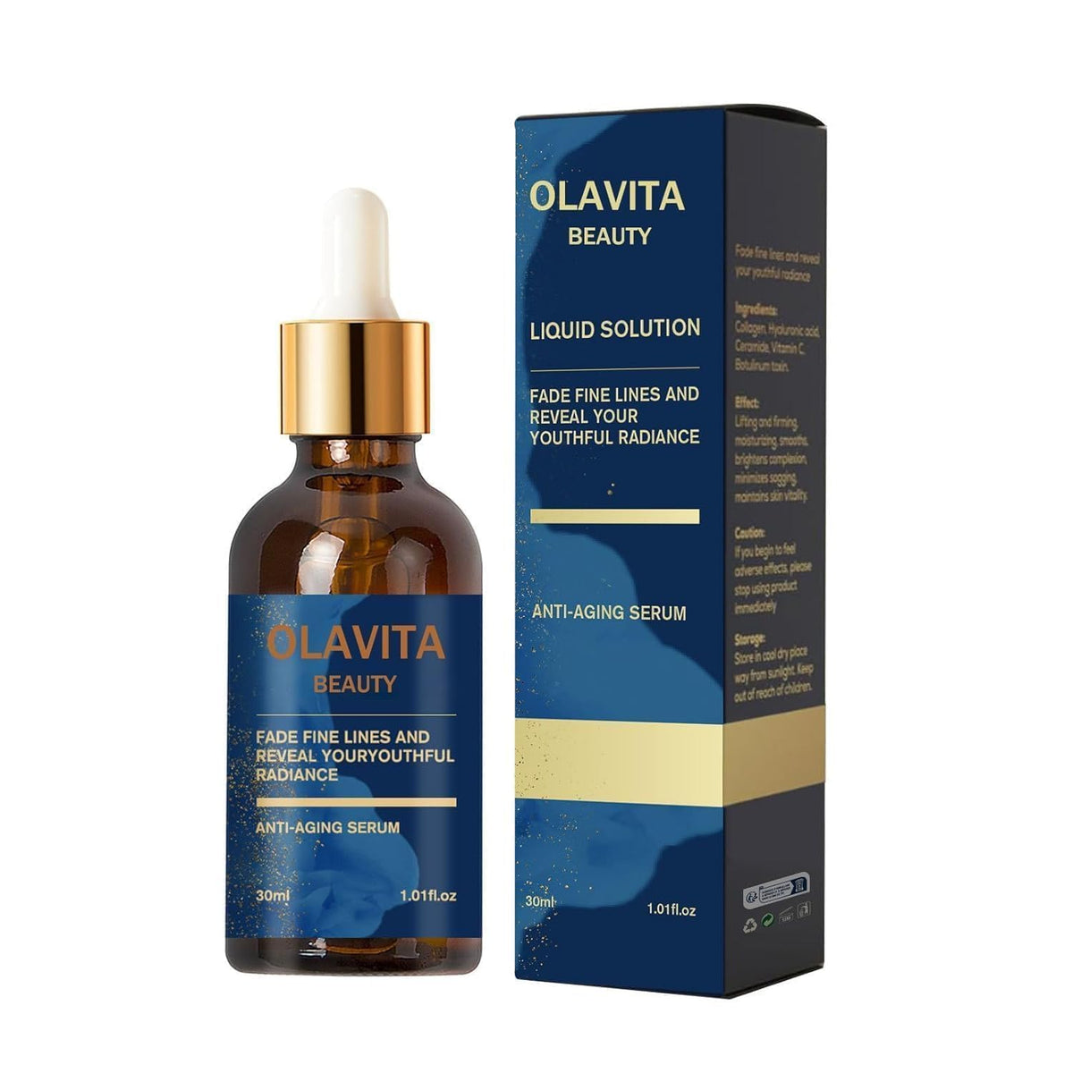olavita beauty front label showing product name and clear benefits
