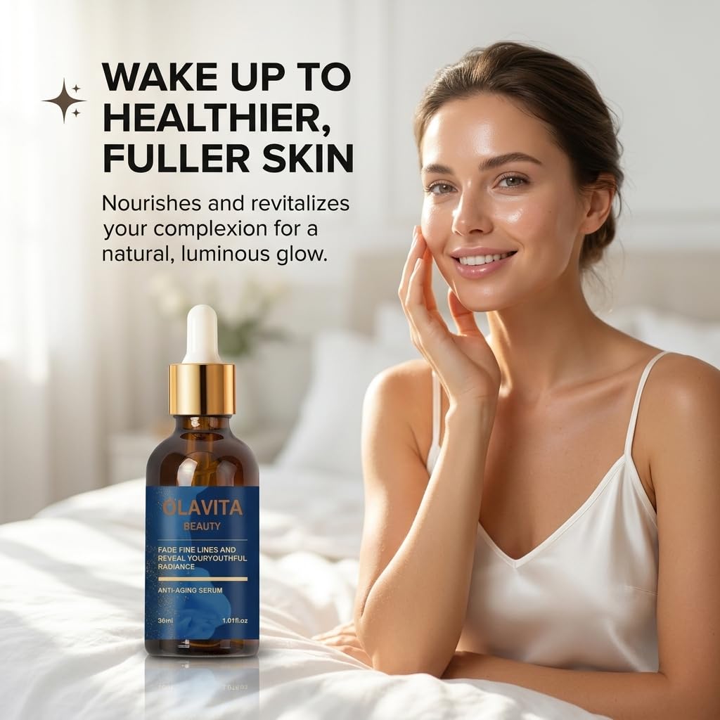 olavita beauty bottle on bathroom shelf among skincare for routine compatibility