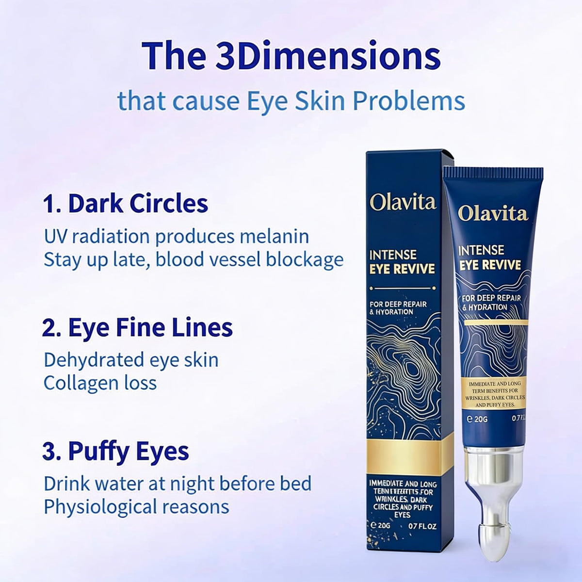 Applying Olavita under-eye demonstrating gentle tapping method and smoothing