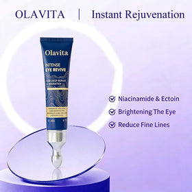 Before and after comparison with Olavita showing brighter under-eye area