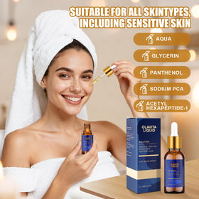 Olavita Liquid dropper releasing serum illustrating controlled application