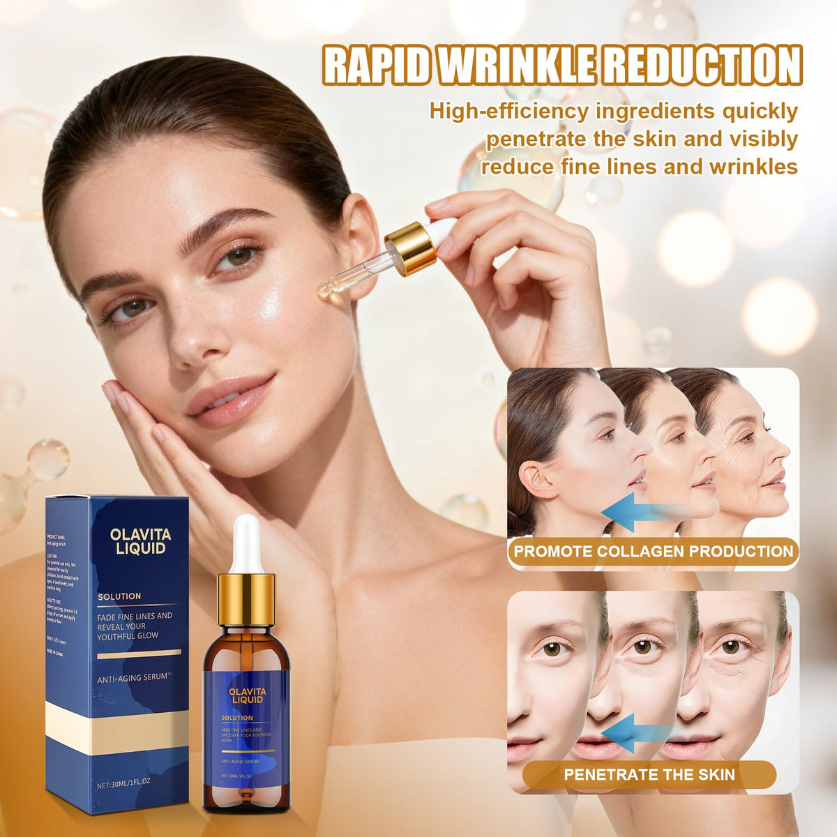 Olavita Liquid label closeup highlighting ingredients and vitamin content