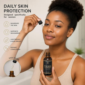 Olavita Walker Skin Protect Serum before and after sample illustrating smoother skin