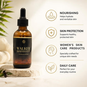 Olavita Walker Skin Protect Serum held in hand to show bottle size and portability