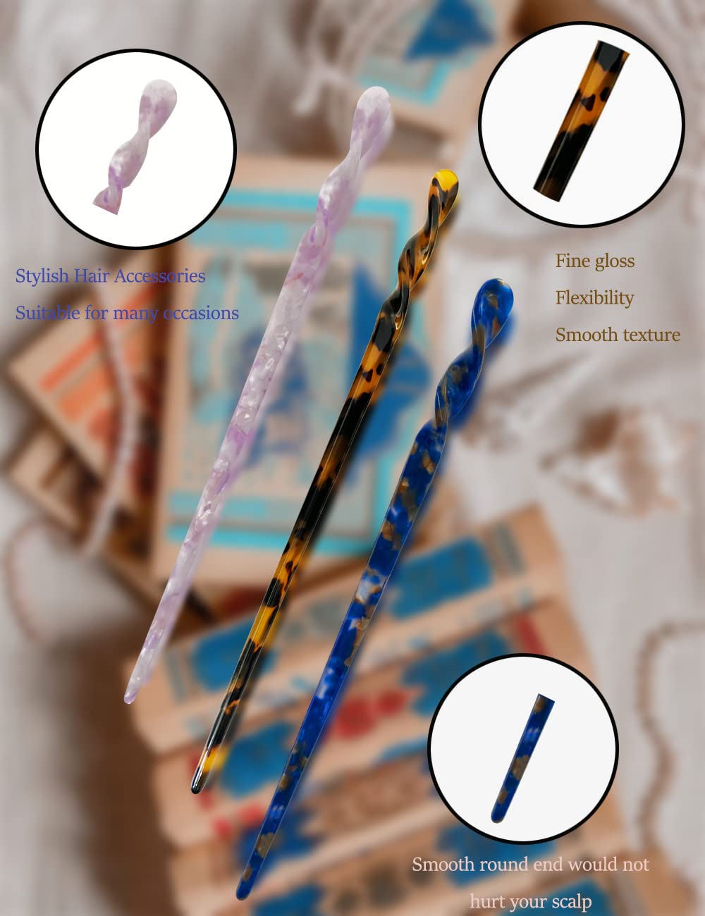 olawyrae hair sticks in a bun illustrating secure hold and gentle styling