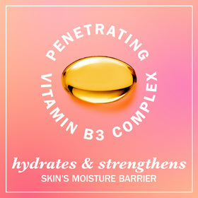Olay 18 fl oz bottle beside a hand to show actual product size and scale