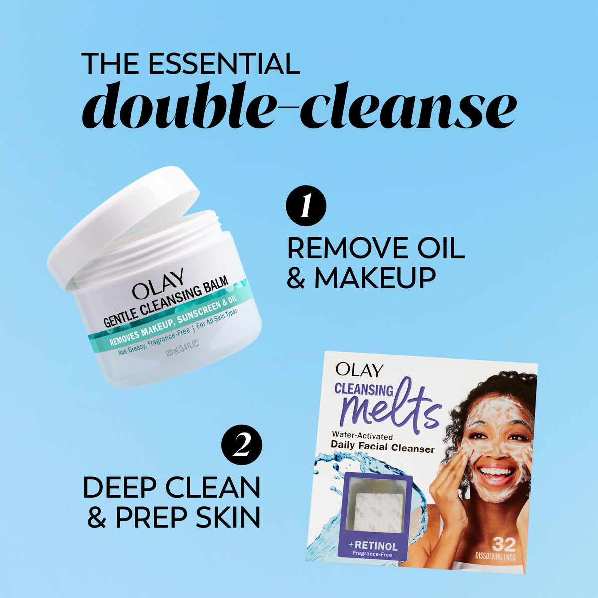 Olay 3.4 fl oz size comparison with hand to show portable capacity