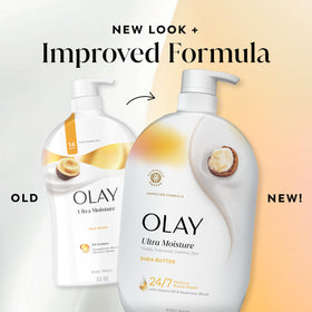 Olay applied to skin after shower illustrating visibly softer, hydrated skin