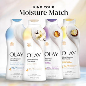 Olay in bathroom setting suggesting daily routine and skin comfort