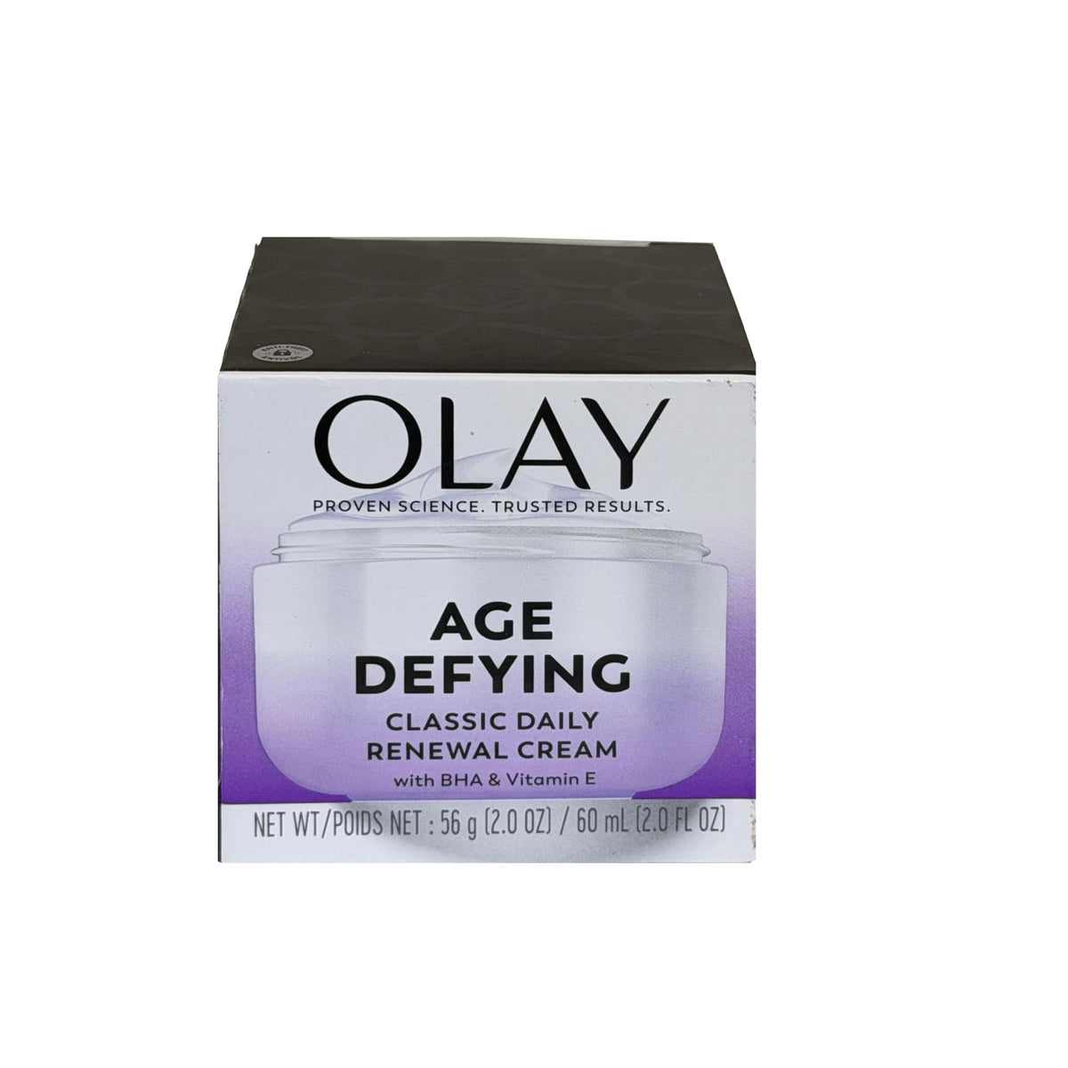 Olay jar front packaging showing product name and benefits for easier identification