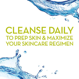 Olay toner applied to face and neck demonstrating cleansing benefit