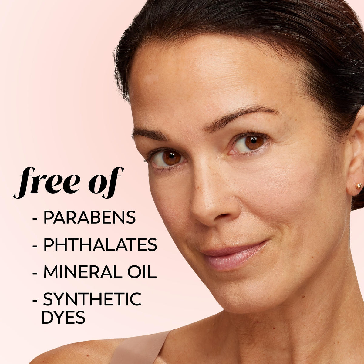 Olay being applied under foundation illustrating non-greasy layering benefit