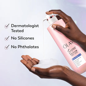 Olay back label view showing ingredient transparency and use