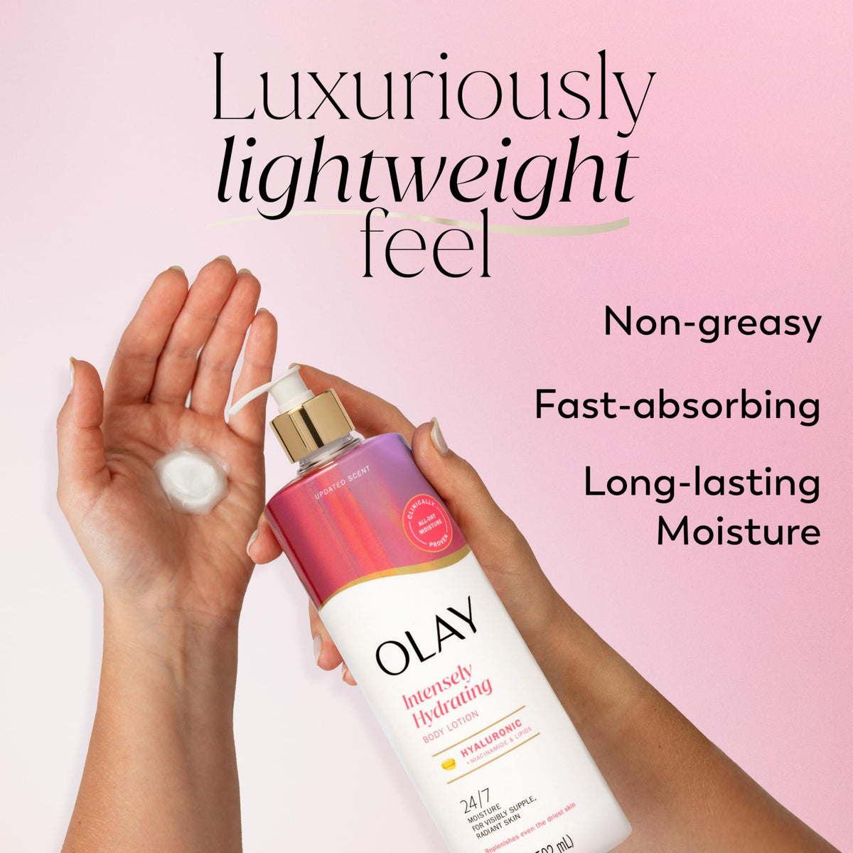 Olay back label with ingredients panel and product information